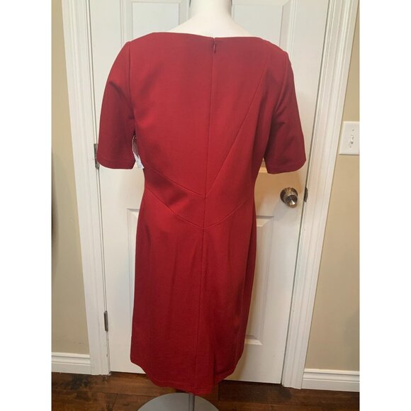 Lafayette 148 New York Ruby Red Short Sleeve Sheath Dress, Size 10, NWT! $498 - Picture 4 of 7